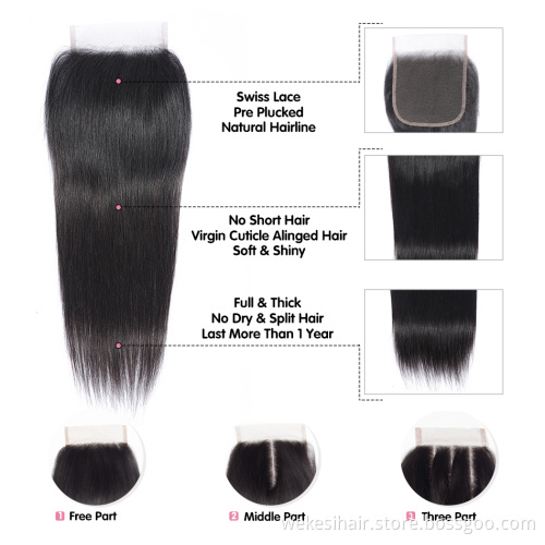 Wholesale HD 4X4 Full Swiss Lace Closure Free Part High Density Brazilian Hair Body Wave Lace Closure